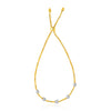 14k Two-Tone Gold Textured Round Bead Lariat Chain Bracelet